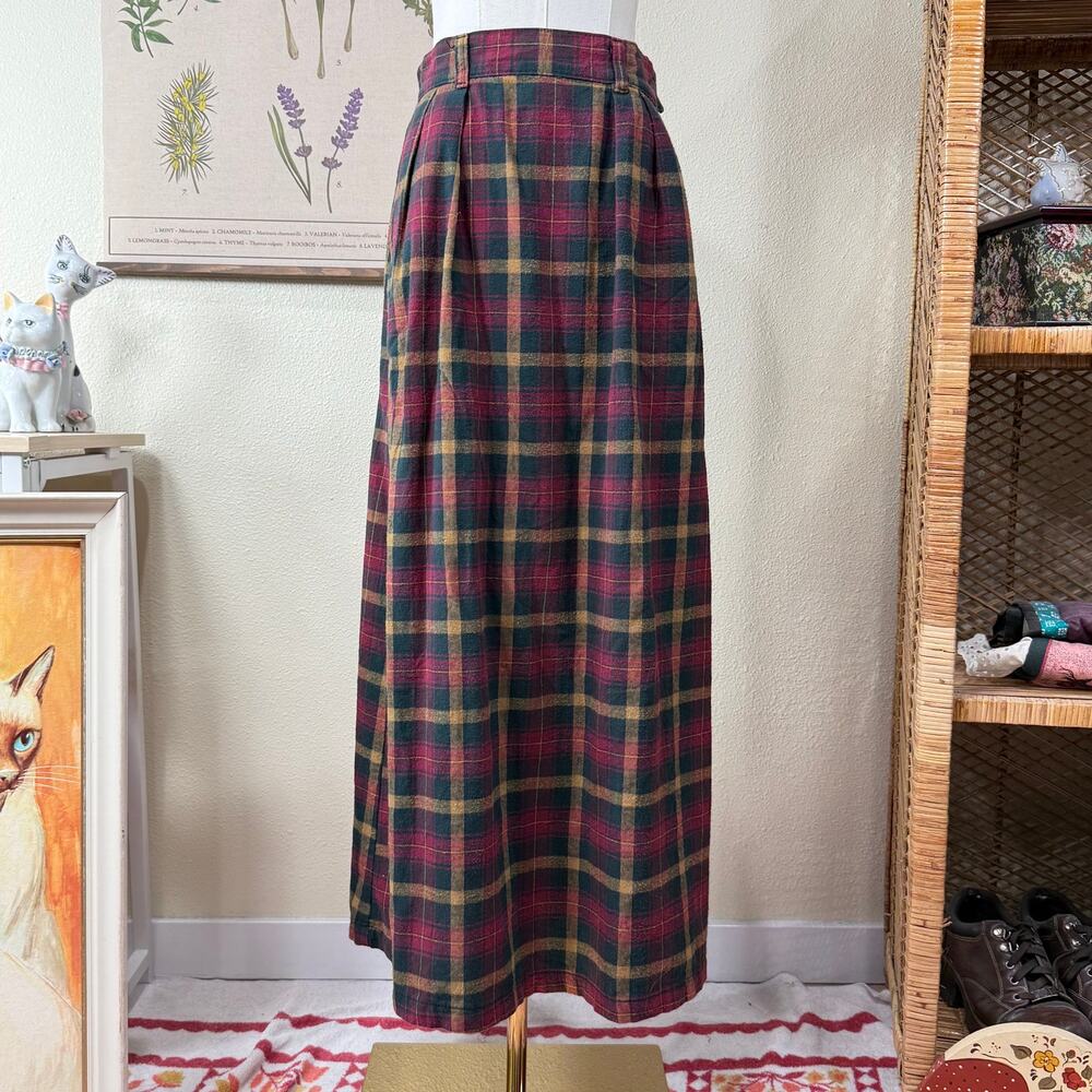 Vtg 80s 90s Woolrich Plaid Cotton Maxi Skirt Preppy Cottage Academia Heritage S